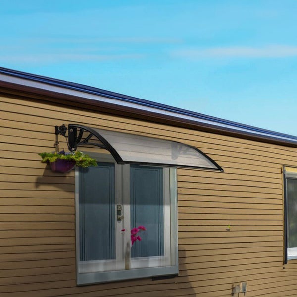 Door Canopy W150xD100cm DIY Window Door Awning Sun Shade with Clear Roof Panel Carousel 9