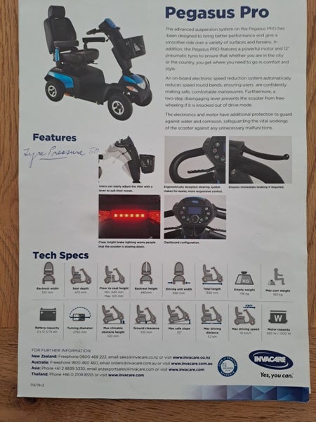 Invacare Pegasus pro mobility scooter only 636km62866853226369113