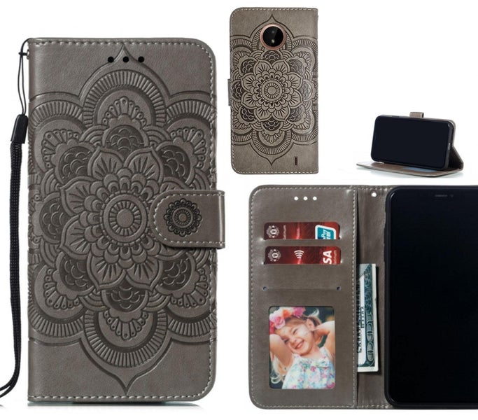 Nokia C20 case leather wallet case embossed pattern Carousel 1