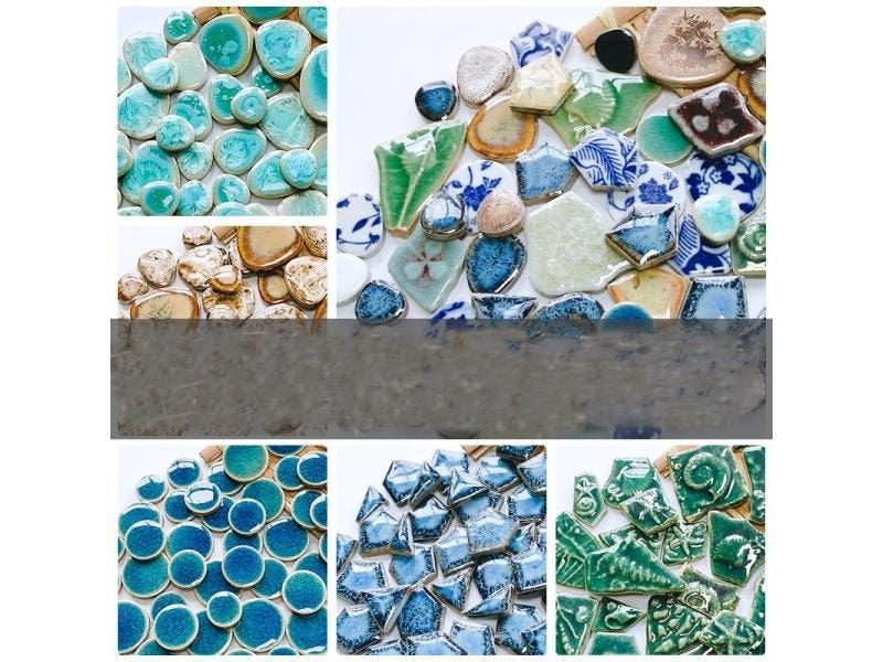 50g Oval Ceramic Mosaic Tiles Multi Color Mosaic Piece DIY Mosaic Making Stones Carousel 2