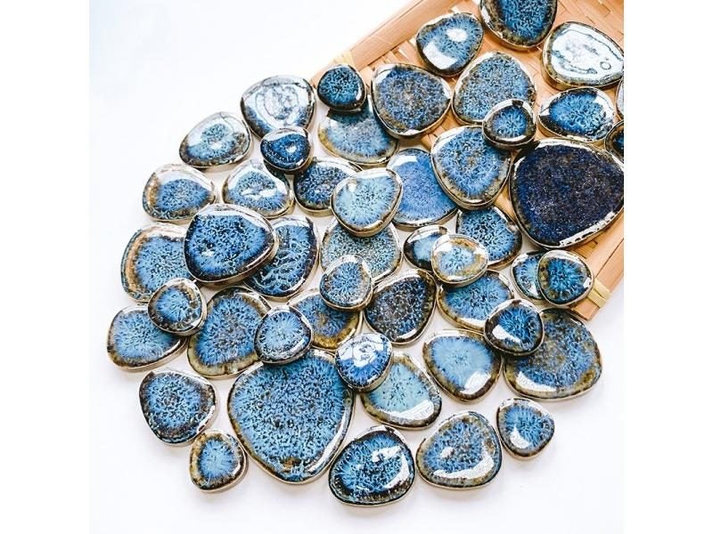 50g Oval Ceramic Mosaic Tiles Multi Color Mosaic Piece DIY Mosaic Making Stones Carousel 1