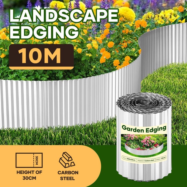 Garden Bed Edging Landscape Edge 10mx30cm Lawn Border Flower Plant Grass Steel Carousel 1