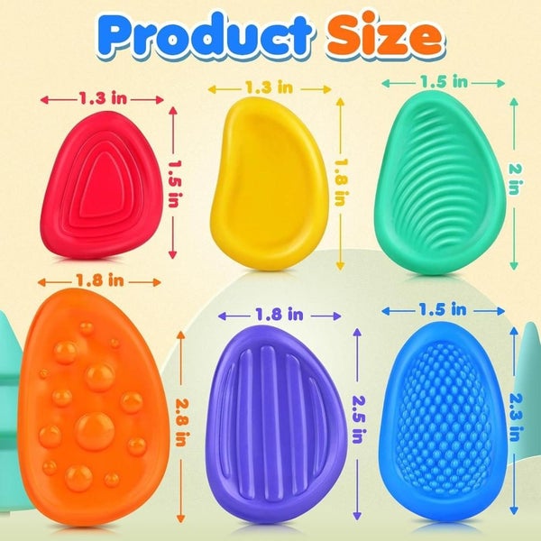 Sensory Worry Stones For Kids | 6 Piece Fidget Stress Relief Set Ages 3+(2 12Pc Carousel 2