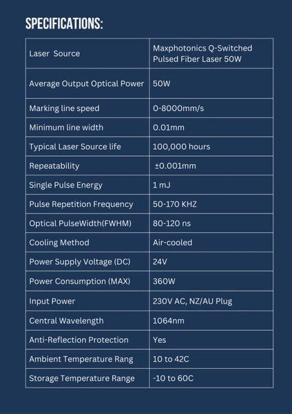 INFINITY LASER 50W MAX Fibre Laser Machine Carousel 12