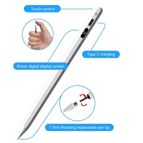 Stylus Pen with Digital Power Display, Palm Rejection, and Magnetic for iPad Carousel 1