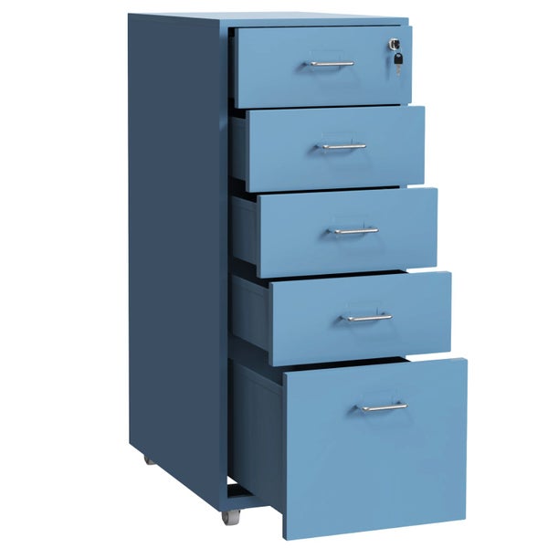 Gorilla Office - Mobile Metal 5 Drawer Cabinet - Pastel Blue Carousel 2