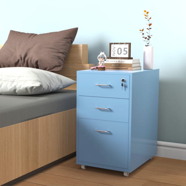 Gorilla Office - Mobile Metal 3 Drawer Cabinet - Pastel Blue Carousel 2