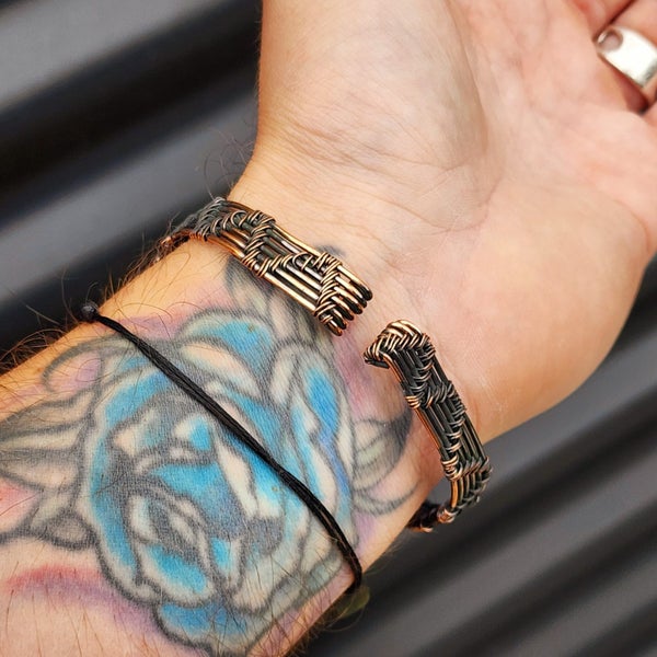 Handmade Copper & Natural Labradorite Wrap Cuff Bracelet Carousel 6