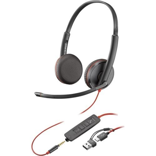 HP Poly Blackwire 3225 USB-C/A/3.5mm Wired On-Ear Headset Noise-Canceling Mic / Carousel 1