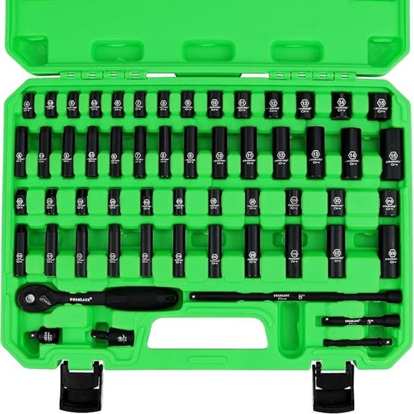 Swanlake 1/4" Drive Impact Socket Set 56 Piece Standard Sae (5/32 To 9/16 Inch) Carousel 1