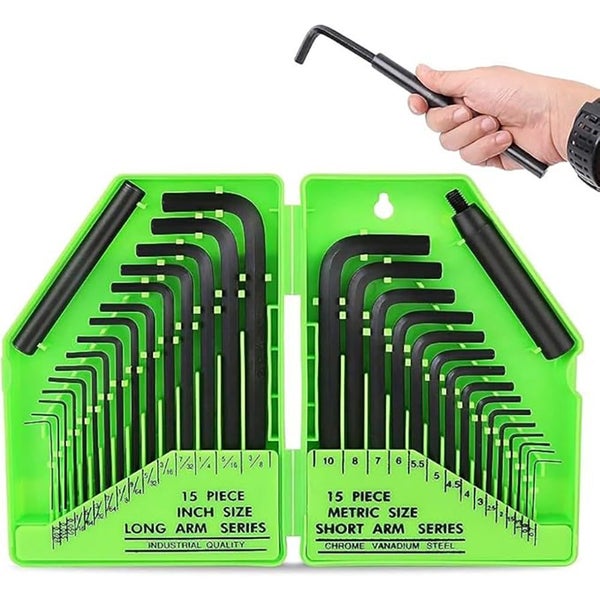 Swanlake 32Pcs Hex Key Set Allen Wrench Inch/Metric Mm 0.7Mm 10Mm Sae 0.028" 3/8 Carousel 1
