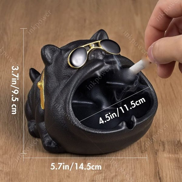 Multifunction Ceramic decorative Fancy Ashtray of Black bulldog Carousel 2