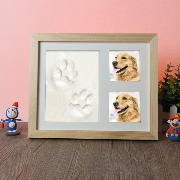 Personalized Pet Pawprint Keepsake Kit with Picture Frame and Clay Mold for Dog Carousel 1
