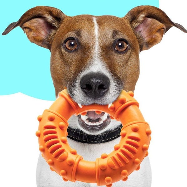 Durable Rubber Ring Dog Chew Toy for Aggressive Chewers - Promotes Dental Health Carousel 1
