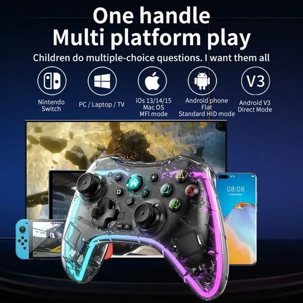 Wireless Luminous Controller Joystick For Switch Pro PC PS4 Andorid Game Carousel 12