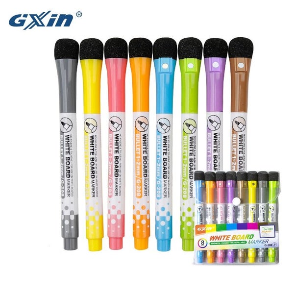 8 color Magnetic Dry Wipe Whiteboard Marker Set w/h Sponge Eraser Tip NEW Carousel 1