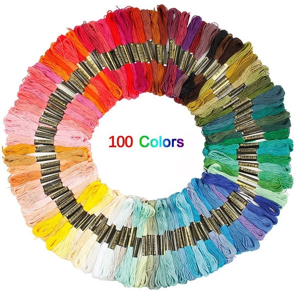 100pcs Mixed Colors Embroidery Thread Cotton Skeins Kit Carousel 1