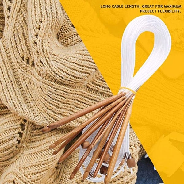 NEW 12pcs Hooks Weave Crochet Needles Bamboo Knitting 1.2M Rug Bead Carpet Carousel 5