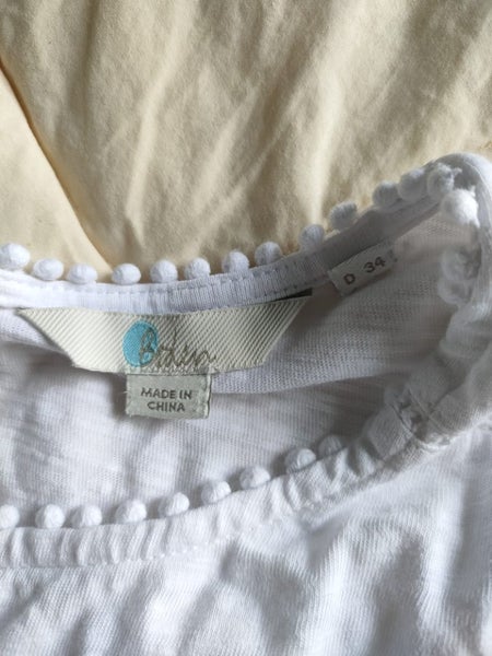 Boden UK 8 white cotton top braid trim Carousel 2