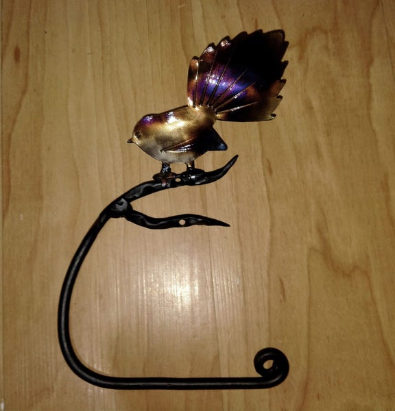 Hand forged fantail towel or toilet roll holder forged by blacksmith Carousel 3