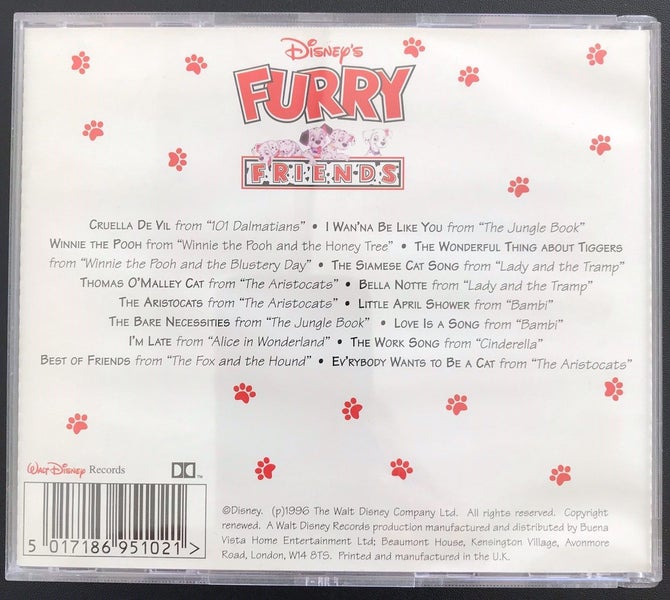Disney's Furry Friends cd. Film songs sung by Disney's animated creatures. Rare. Carousel 2