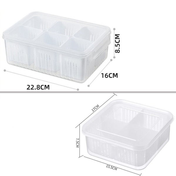 Refrigerator Storage Box 4 and 6 Grids Food Vegetable Fruit Carousel 8