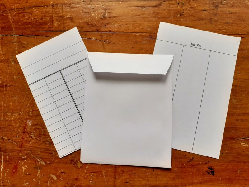 5 sets - Library Card, Pocket, Due Date Slip for Home Library, Club or Journals Carousel 1