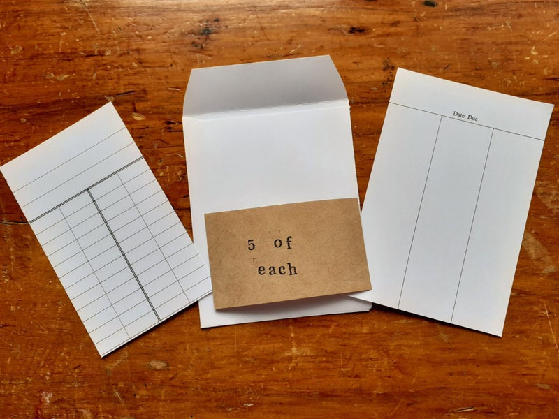 5 sets - Library Card, Pocket, Due Date Slip for Home Library, Club or Journals Carousel 2