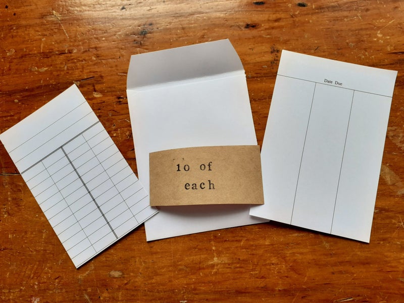 10 sets - Library Card, Pocket, Due Date Slip for Home Library, Club or Journals Carousel 2