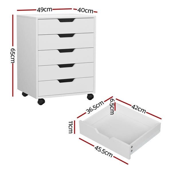 5-drawer Filing Cabinet Mobile Rolling Storage Cabinet Chest Of Drawers Stand... Carousel 2