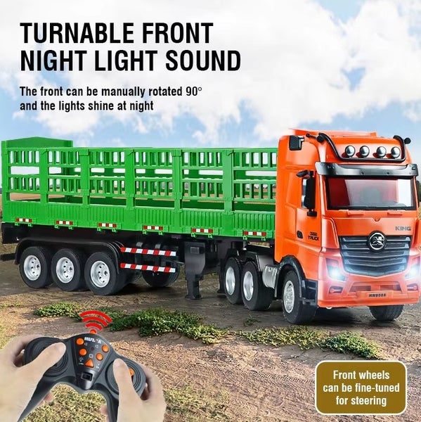 HUINA 1312 1:18 RC Orange Truck with Green Trailer (Hui Na) Carousel 1