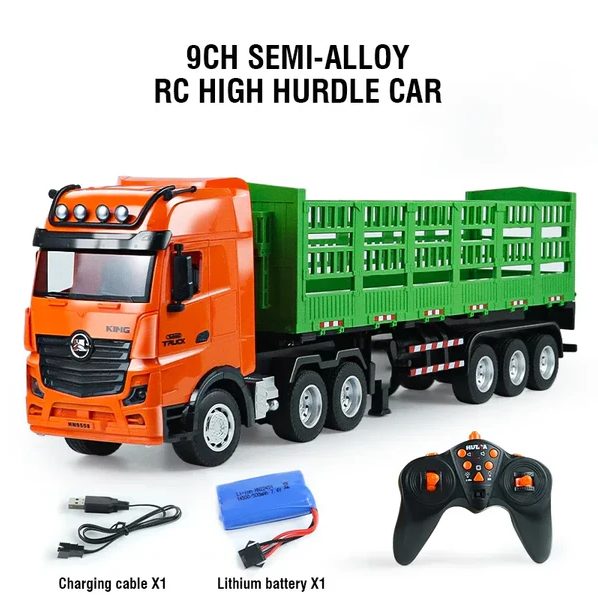 HUINA 1312 1:18 RC Orange Truck with Green Trailer (Hui Na) Carousel 2