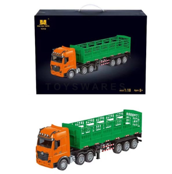 HUINA 1312 1:18 RC Orange Truck with Green Trailer (Hui Na) Carousel 12
