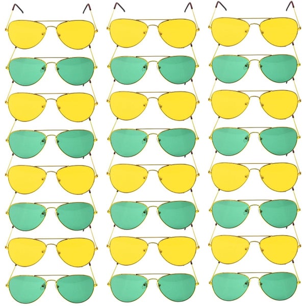 Green and Yellow Aviator Party Glasses Fun Novelty Set Australia Day Carousel 1