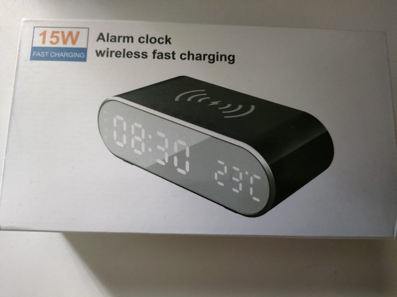 Black 15W Wireless Fast Charging Alarm Clock Carousel 1