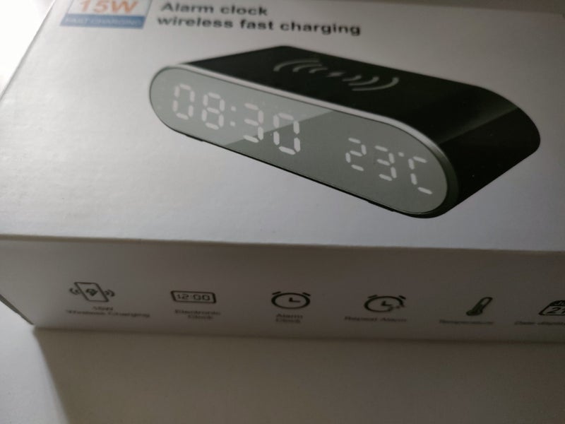 Black 15W Wireless Fast Charging Alarm Clock Carousel 2