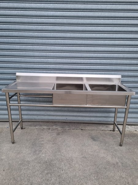 Stainless Steel Double Sink Bench 1800 x 600 x 900 304 Food Grade Carousel 1