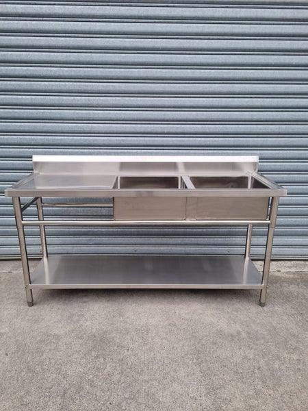 Stainless Steel Double Sink Bench & Undershelf 1800 x 600 x 900mm Carousel 1