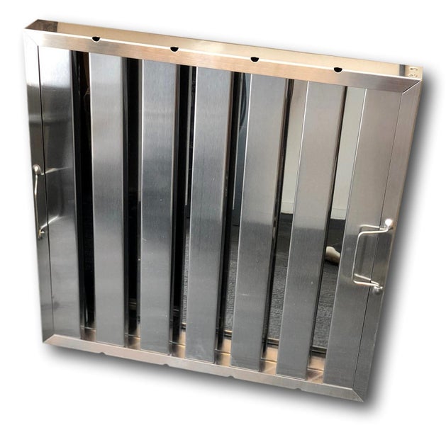 BAFFLE GREASE FILTER 495X495X45MM STAINLESS STEEL FOR COMMERCIAL KITCHEN Carousel 1
