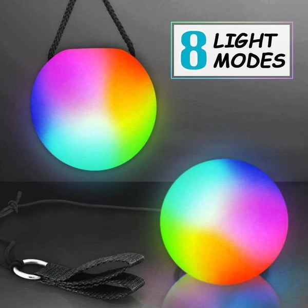 2X Battery-Operated LED Poi Balls Multi Coloured Light up Ball Belly Dance Party Carousel 8