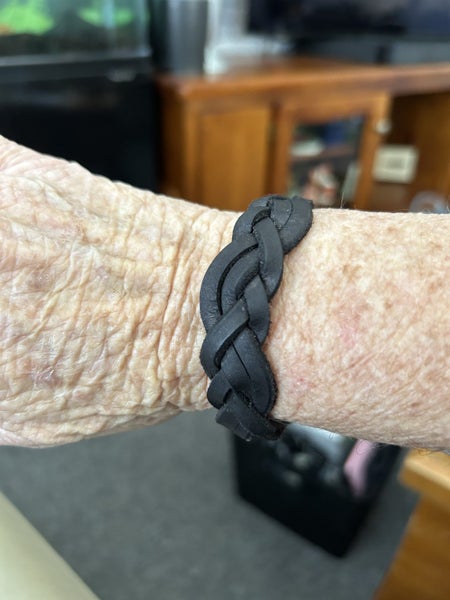 Real Leather handmade Braided Bracelet 23 cm - Black Carousel 3