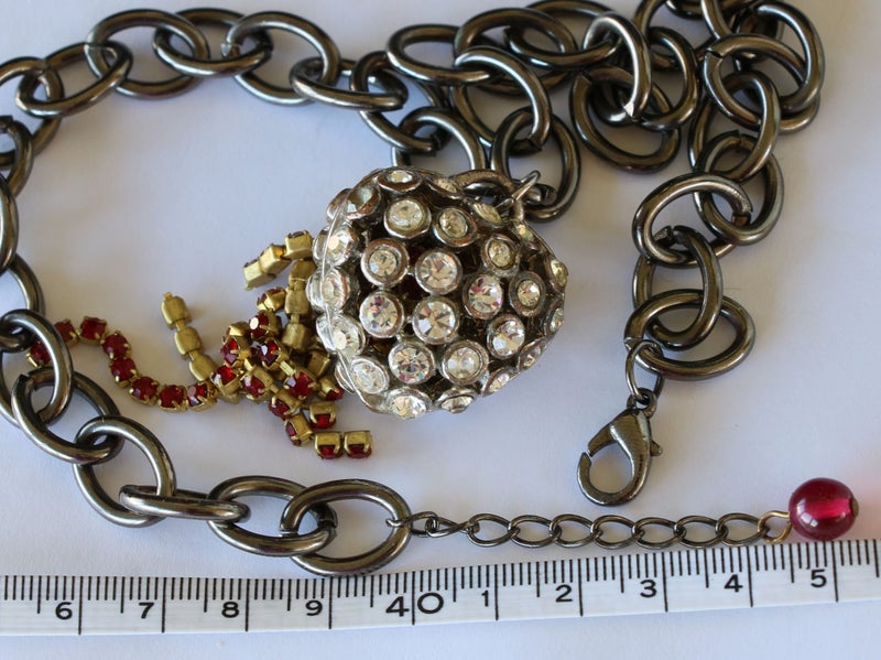 Artisan bleeding heart bling statement necklace 3 dimensional in diamantes Carousel 7