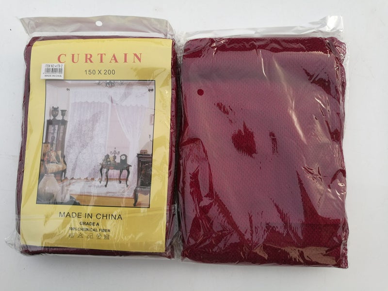 2 x NET CURTAINS *Maroon*150x200cm Carousel 1