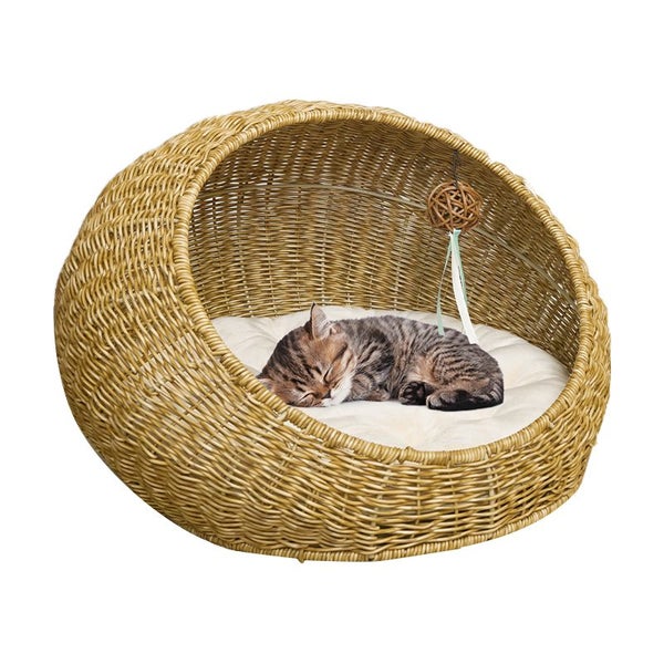 Dome Cat Bed for Medium Indoor Cats - Brown Carousel 1