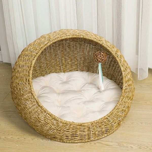 Dome Cat Bed for Medium Indoor Cats - Brown Carousel 5