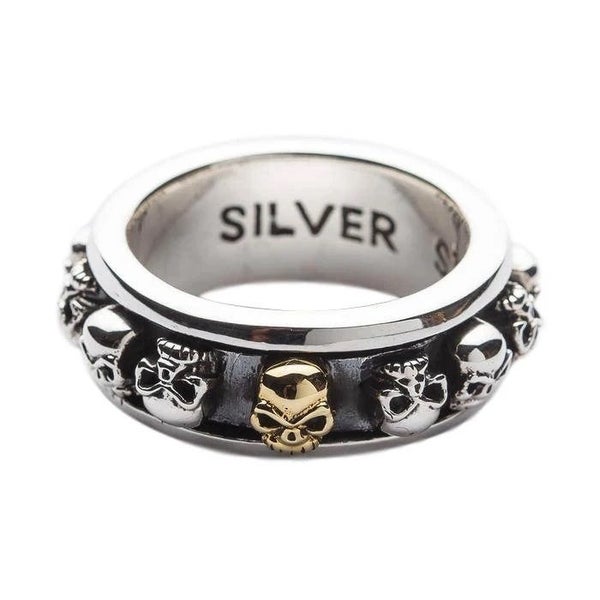Skull Solid 925 Mens STERLING SILVER Spinner RIng Sz 14 Carousel 1