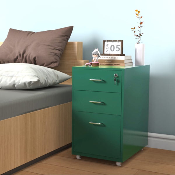 Gorilla Office - Mobile Metal 3 Drawer Cabinet - Pine Green Carousel 2