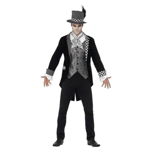 Dark Hatter Costume Adult Black Checkered Outfit Carousel 2