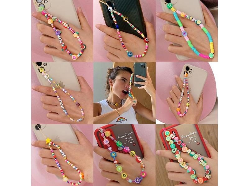 Colorful Acrylic Bead Smile Mobile Phone Chain Cellphone Strap Anti-lost Carousel 2