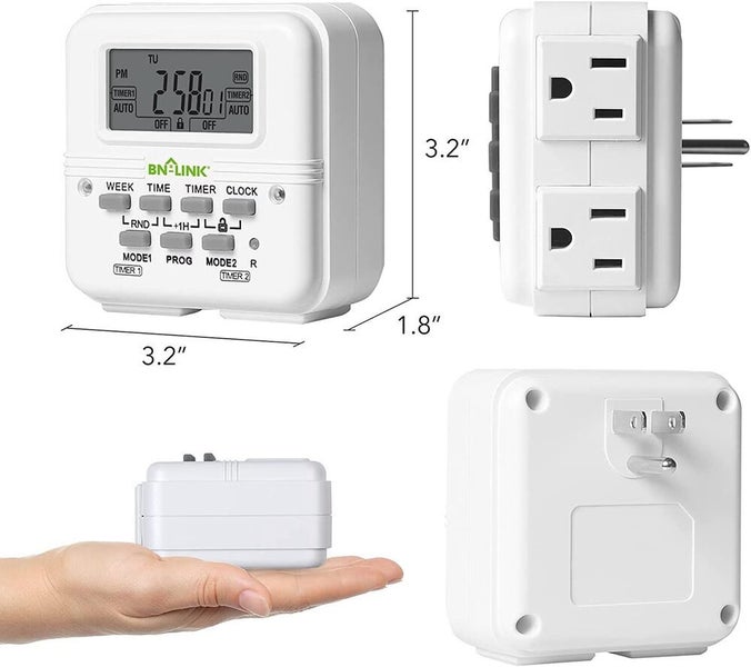 7 Day Heavy Duty Digital Programmable Timer 2Independently Plug-in Outlet Switch Carousel 2